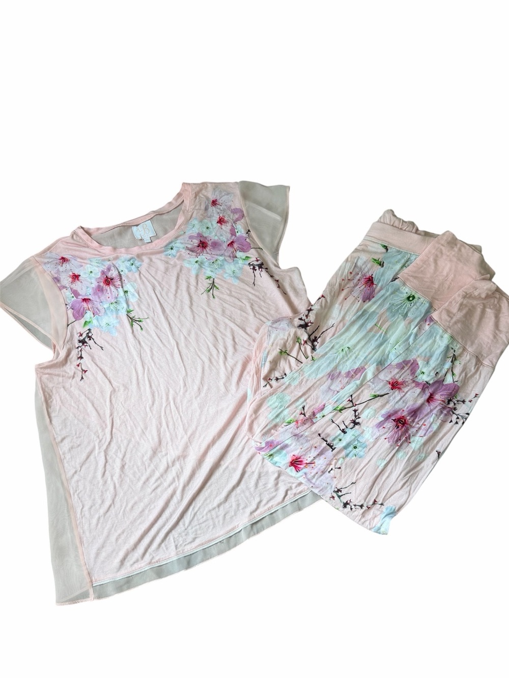 TED BAKER Floral Pink Printed Pants Pajamas Sleep Wear Set Women’s Plus Size 14
